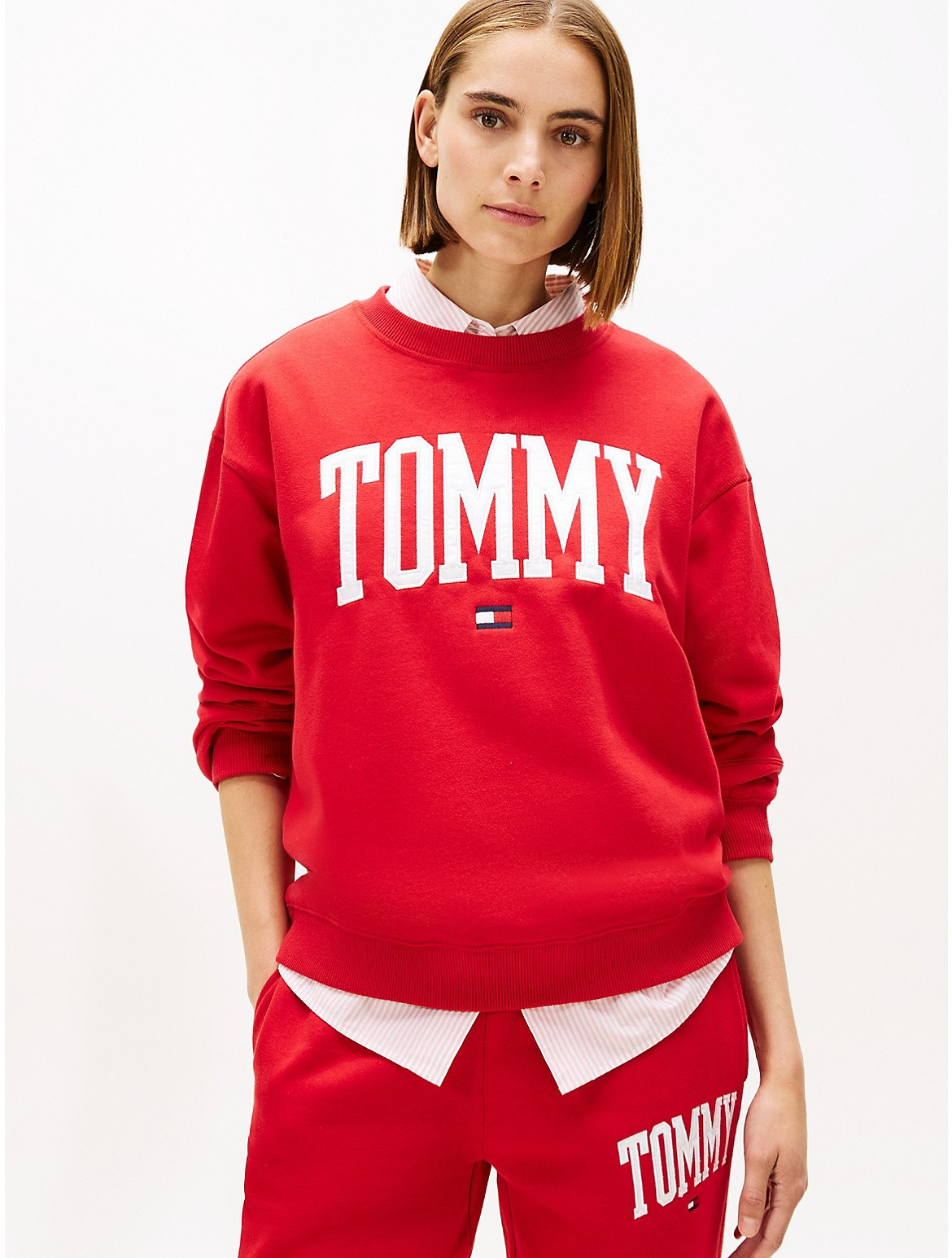 Tommy Hilfiger Women's Varsity Tommy Logo Crewneck Sweatshirt - Red - XS | Tommy Hilfiger (US)