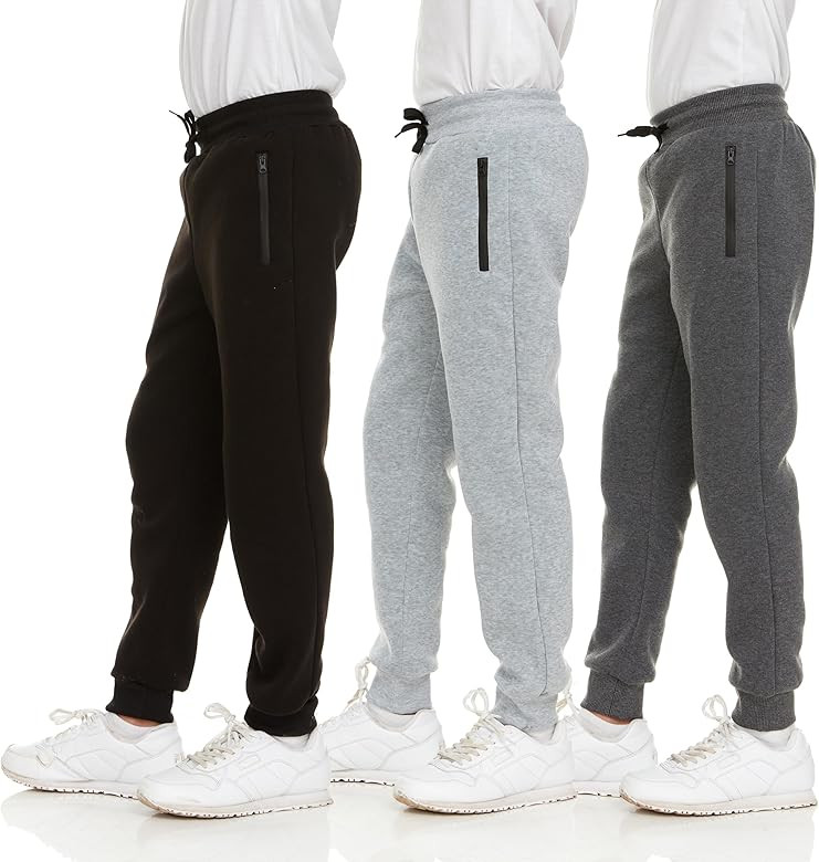PURE CHAMP 3Pk Boys Sweatpants Fleece Athletic Workout Kids Clothes Boys Joggers with Zipper Pock... | Amazon (US)