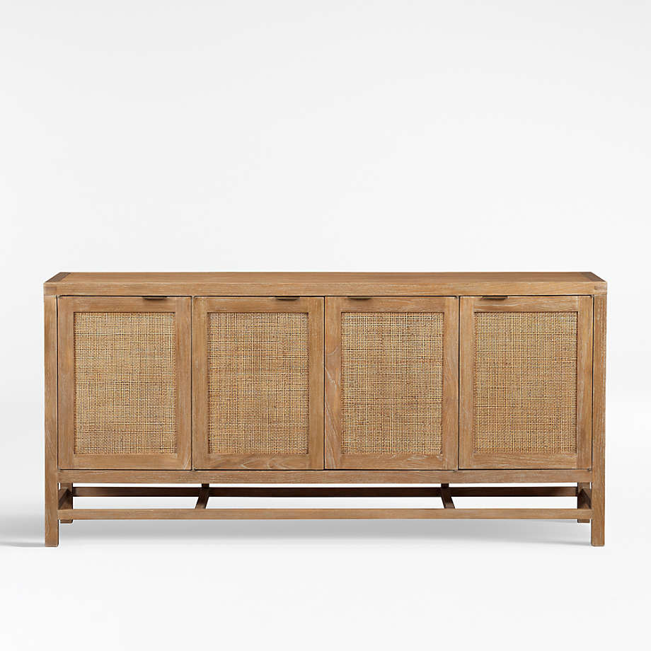 Blake 68" Dark Brown Teak and Rattan Media Console + Reviews | Crate & Barrel | Crate & Barrel