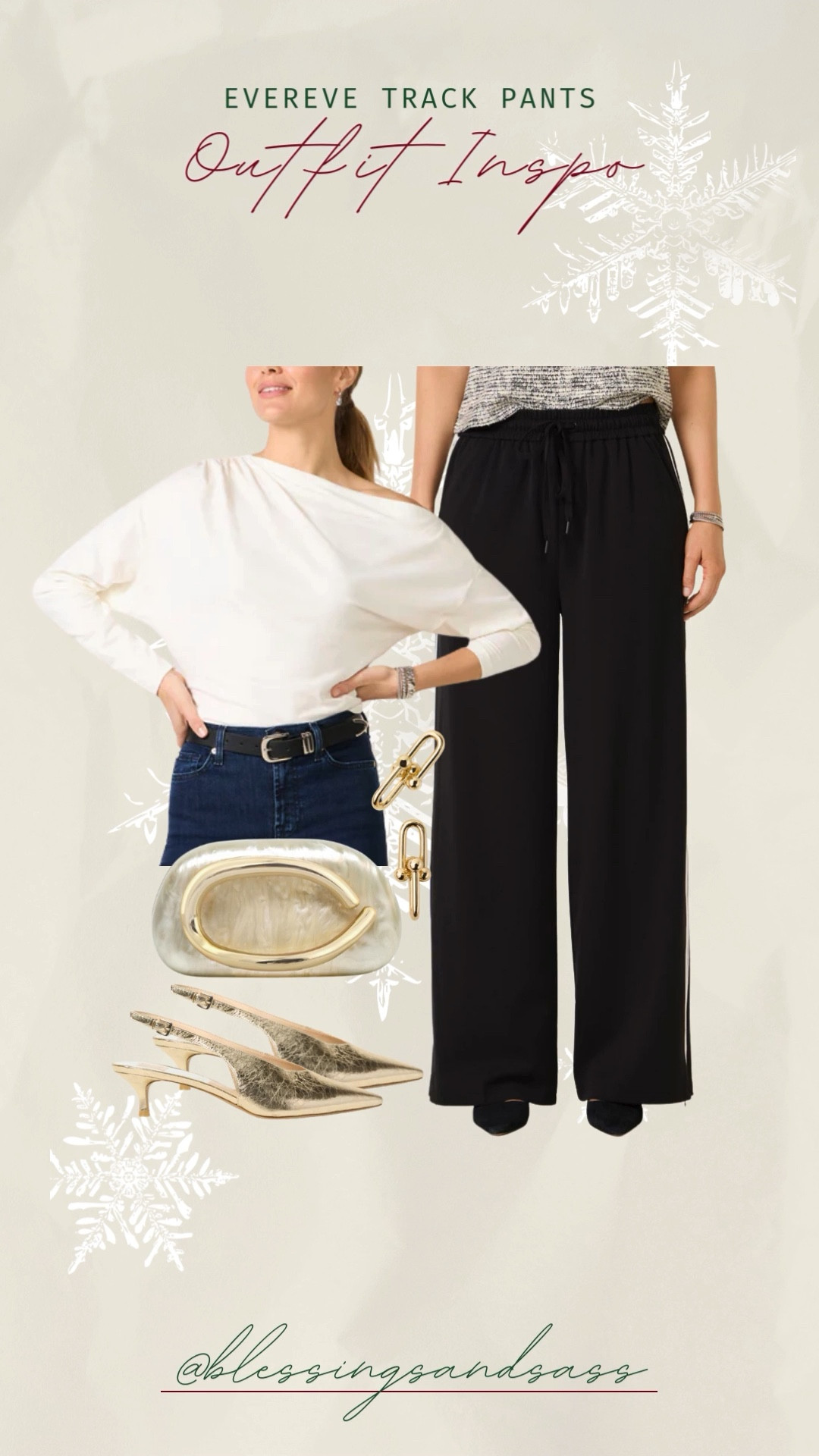 Evereve track pants outfit inspo!






fashion, track pants, elevated casual, trendy fashion, chic fashion, holiday outfit, holiday fashion, trendy track pants outfit, christmas ootd, new years outfit 

 

#LTKHoliday #LTKSeasonal #LTKOver40