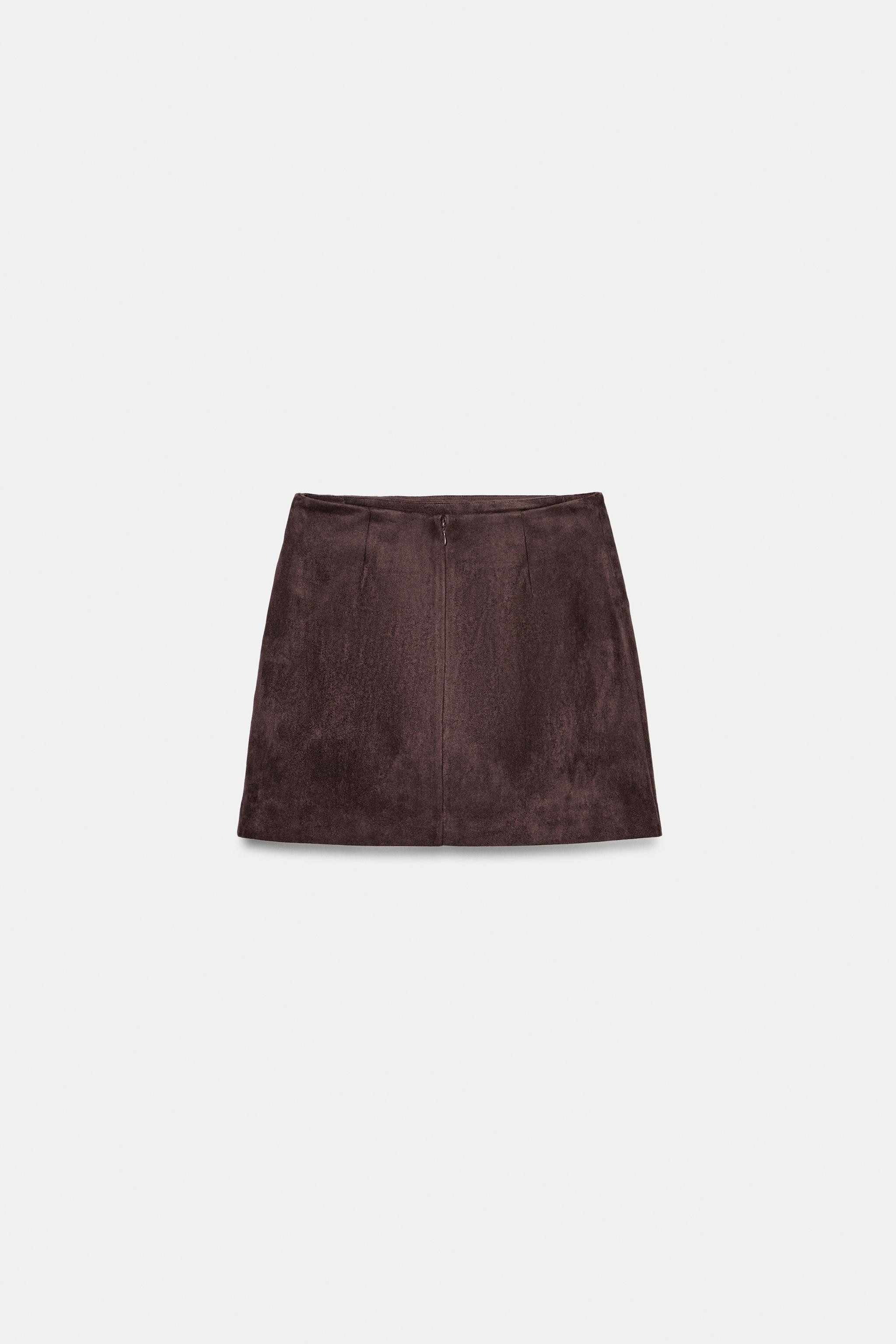 FAUX SUEDE BUCKLE MINI SKIRT | Zara US