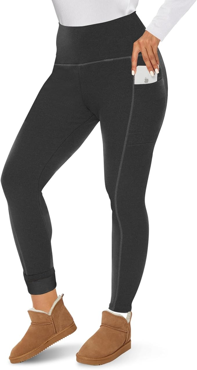 CAMPSNAIL Fleece Lined Leggings Women - Thick Soft High Waisted Black Tummy Control Thermal Warm ... | Amazon (US)