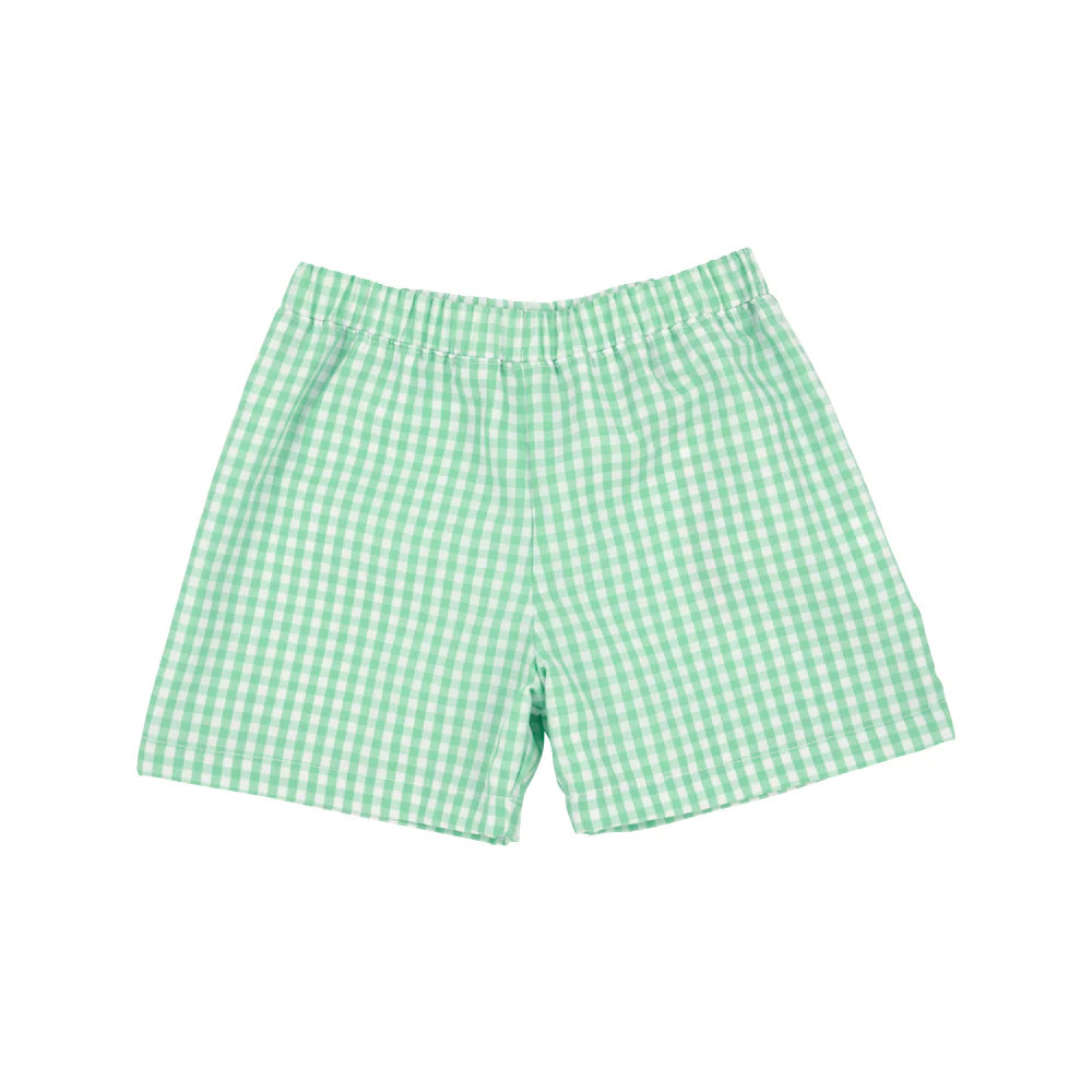 Shelton Shorts - Grafton Green Gingham with Worth Avenue White Stork | The Beaufort Bonnet Company