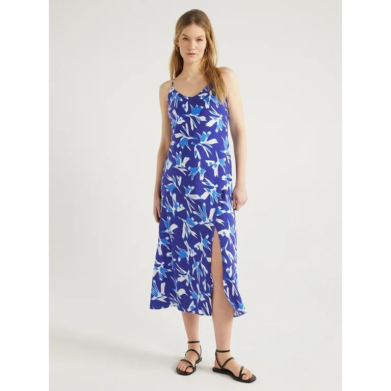 Scoop Women's Satin Midi Slip Dress with Side Slit, Walmart Dress Outfit, Walmart Sale | Walmart (US)