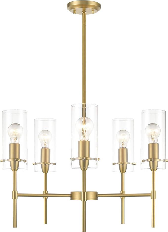 Light Society LS-C239-BB-CL Montreal Five-Light Chandelier, Brushed Brass/Clear | Amazon (US)