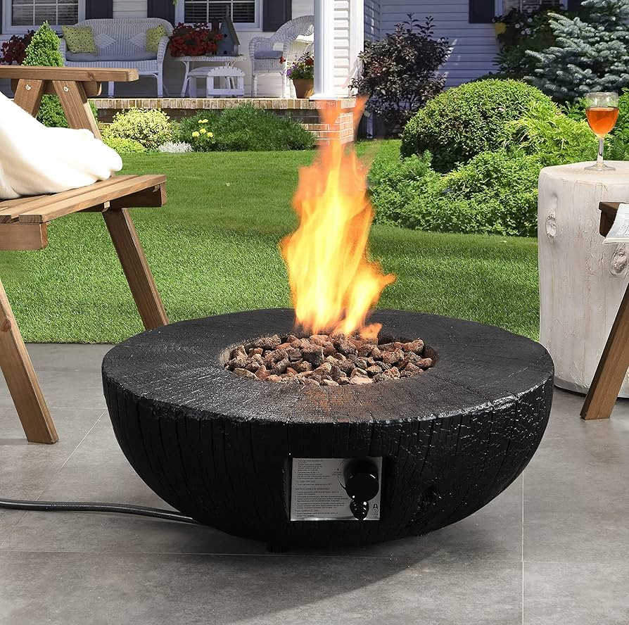 DESwan 28 in. 30000 BTU Round Outdoor Propane Gas Magnesium Oxide Fire Pit with Water Proof Cover... | Amazon (US)