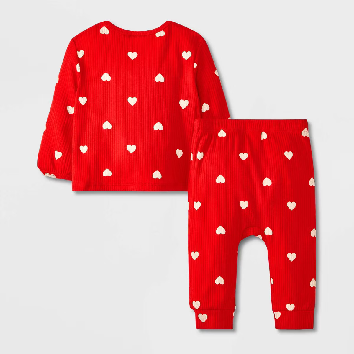 Baby Heart Printed Ribbed Top & Bottom Set - Cat & Jack™ Red 18M | Target