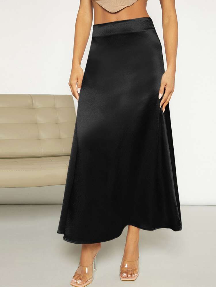 SHEIN High Waist Satin Skirt | SHEIN