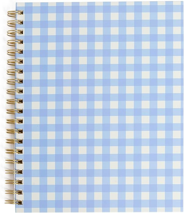 Pearhead Blue Gingham Spiral Notebook, Preppy Cottagecore Hardcover Journal for Women – 100 GSM... | Amazon (US)