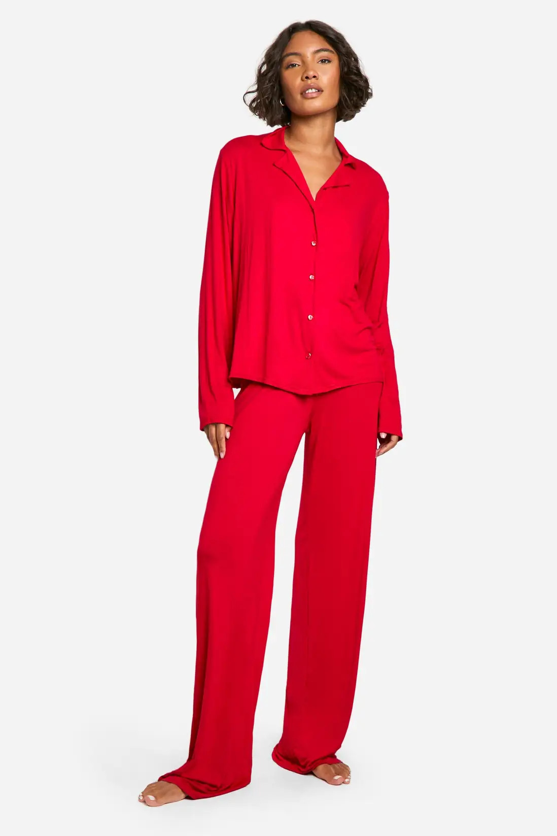 Tall Long Sleeve Shirt & Trousers Pyjama Set | boohoo (US & Canada)