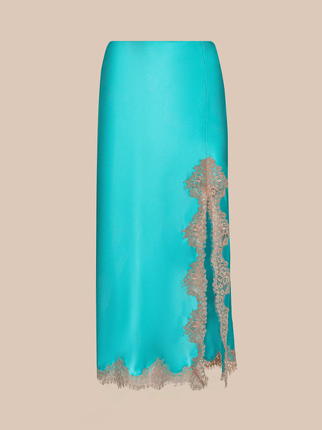 Tico Silk Lace Skirt in Cyan/Cappuccino | L'AGENCE | L'Agence