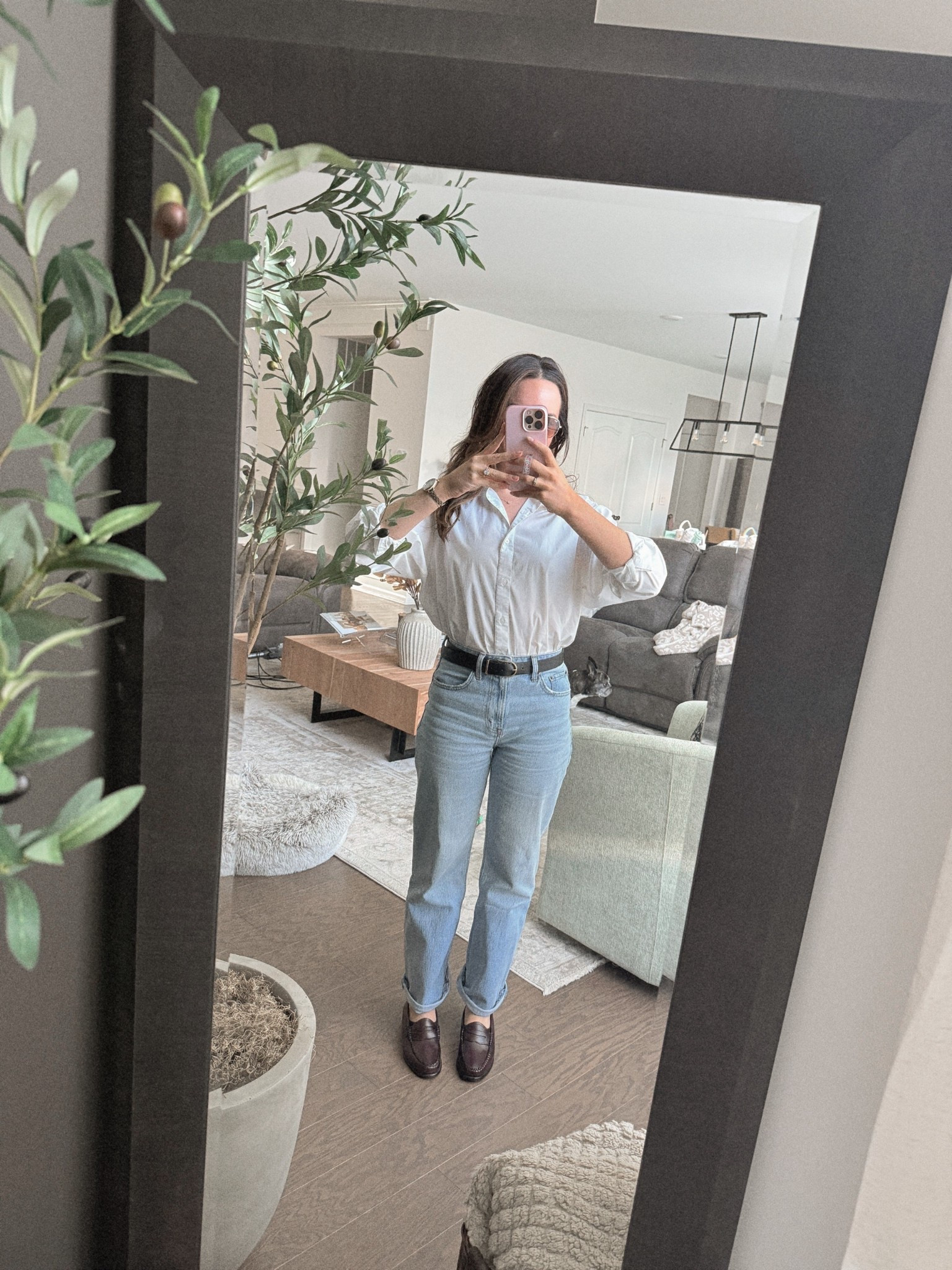 XS top
25 short jeans
Size down .5 in the shoes (I’m wearing no shoe socks)

#LTKSeasonal #LTKWorkwear #LTKSaleAlert