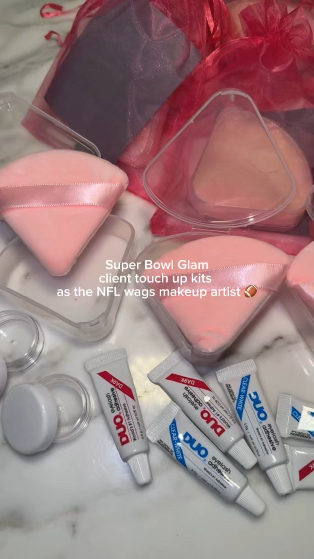 Packing touch up kits for my Super Bowl glam clients! 🏈🏆 

#LTKBeauty