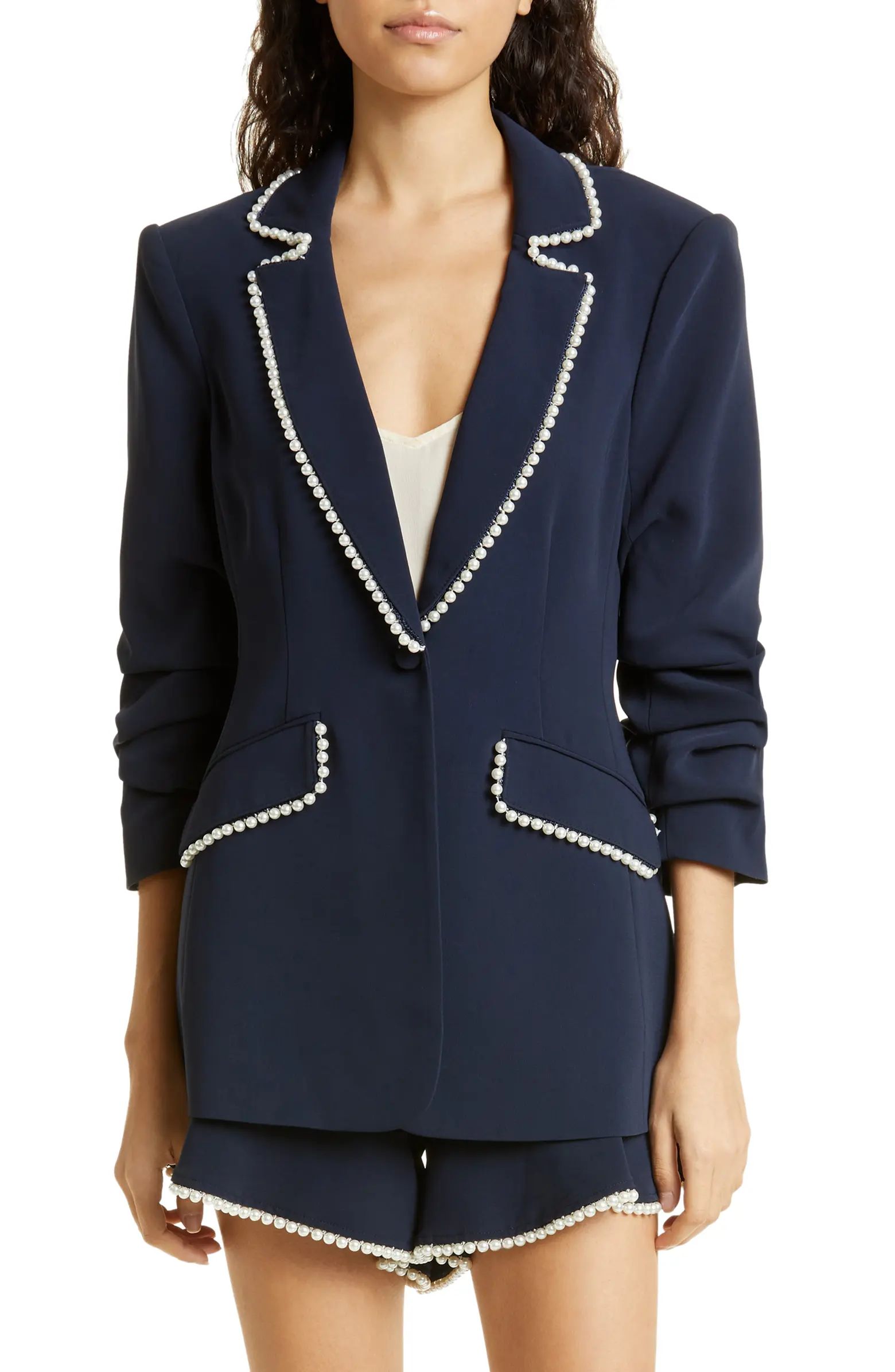 Gracey Imitation Pearl Trim Blazer | Nordstrom