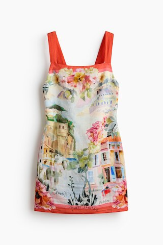 H & M - Sleeveless Open-Back Dress - Coral Red/Patterned | H&M (US + CA)