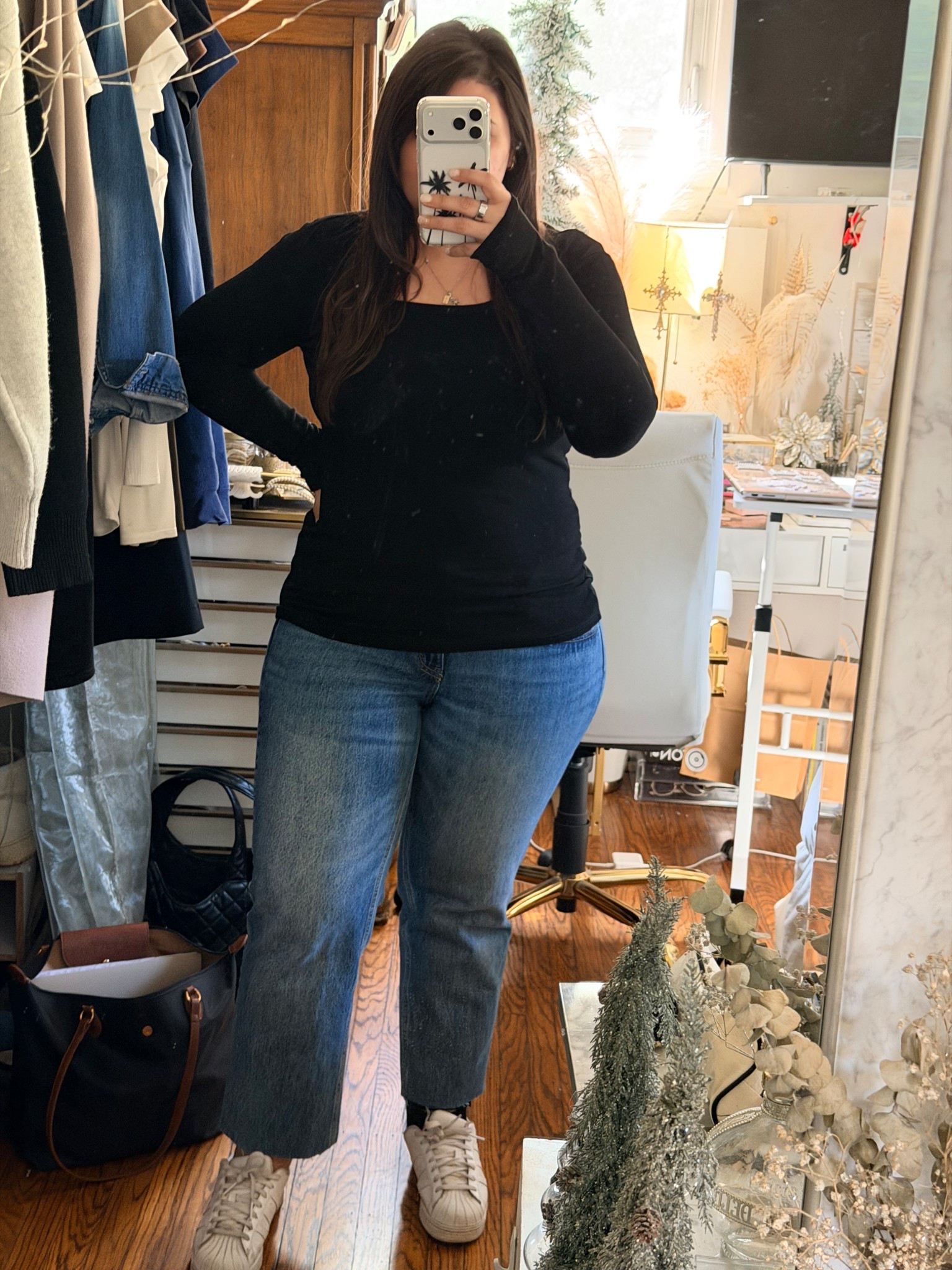 These layer tops are a staple in my wardrobe year round. And these jeans are great for us who have a short torso + can’t do high rise pants!

#LTKMidsize #LTKootd #LTKSeasonal