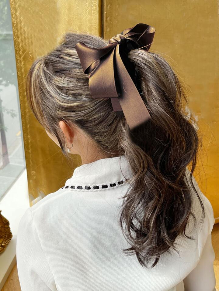 1pc Shiny Satin Ribbon Multi-Layer Bow Banana Clip Hair Clamp For Women, Fashionable And Elegant ... | SHEIN