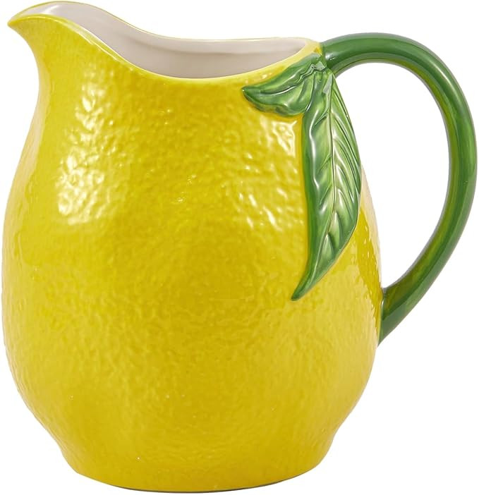 Bico Lemon Shape Cute Handpainted Stoneware Pitcher, Microwave & Dishwasher Safe, Jug for Water, ... | Amazon (US)