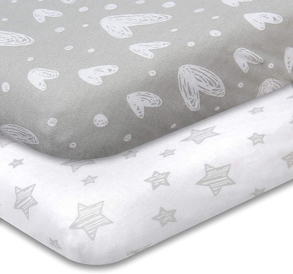 Pack n Play Fitted Sheet, Soft Jersey Cotton Portable Playard Sheets, 2 Pack Mini Crib Sheets, Un... | Amazon (US)