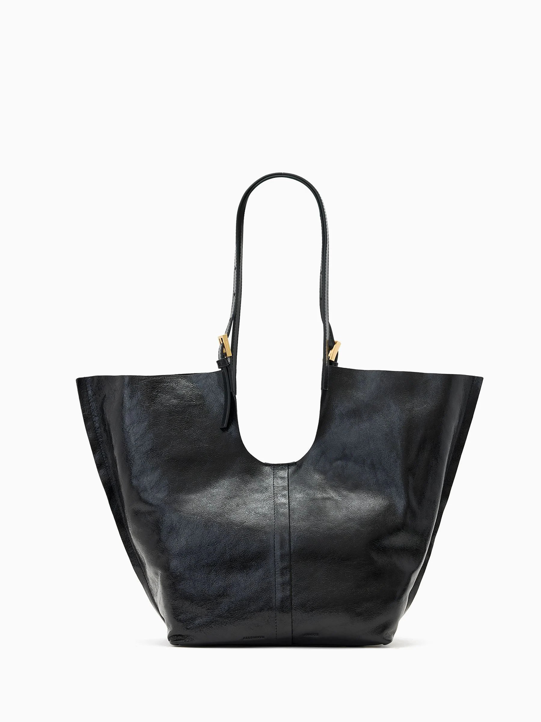 All Saints AllSaints Black Ara Shine Tote | Next US
