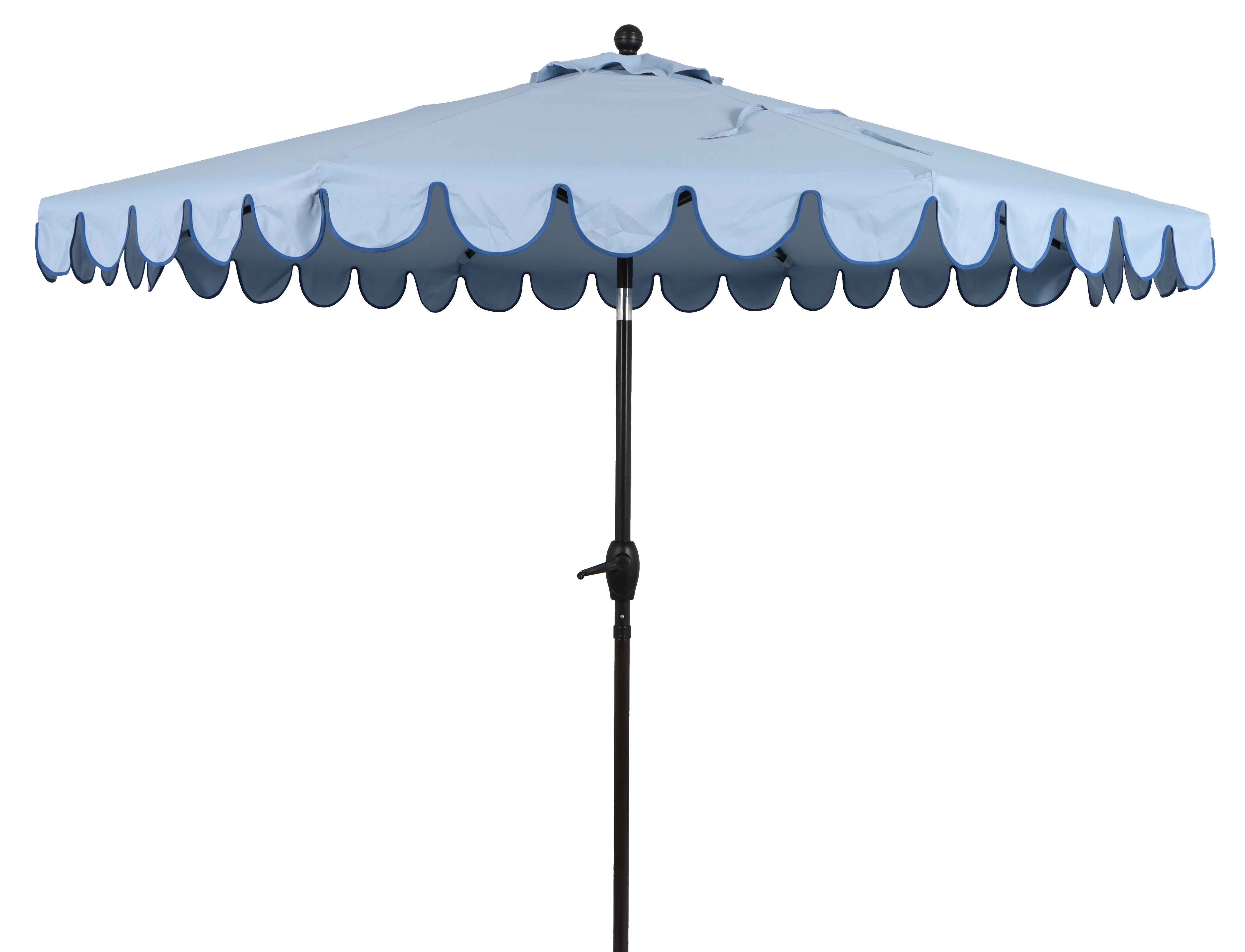 Better Homes & Gardens Premium 9' Blue Scallop Round Market Patio Umbrella, Crank Lift, 3-Angle T... | Walmart (US)