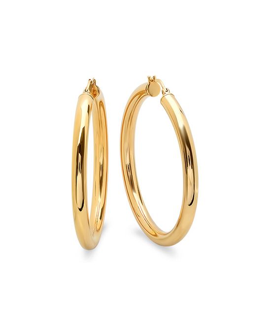 18k Gold-Plated Thick Hoop Earrings | zulily