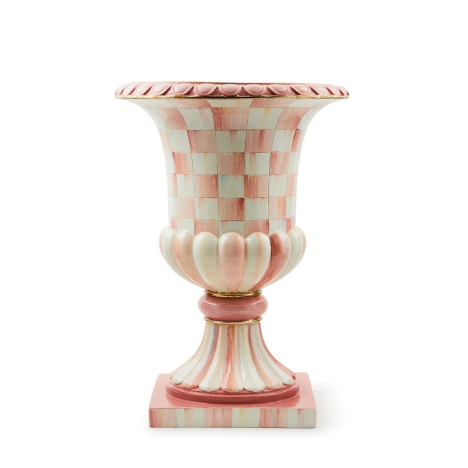 Rosy Check Pedestal Tabletop Urn | MacKenzie-Childs