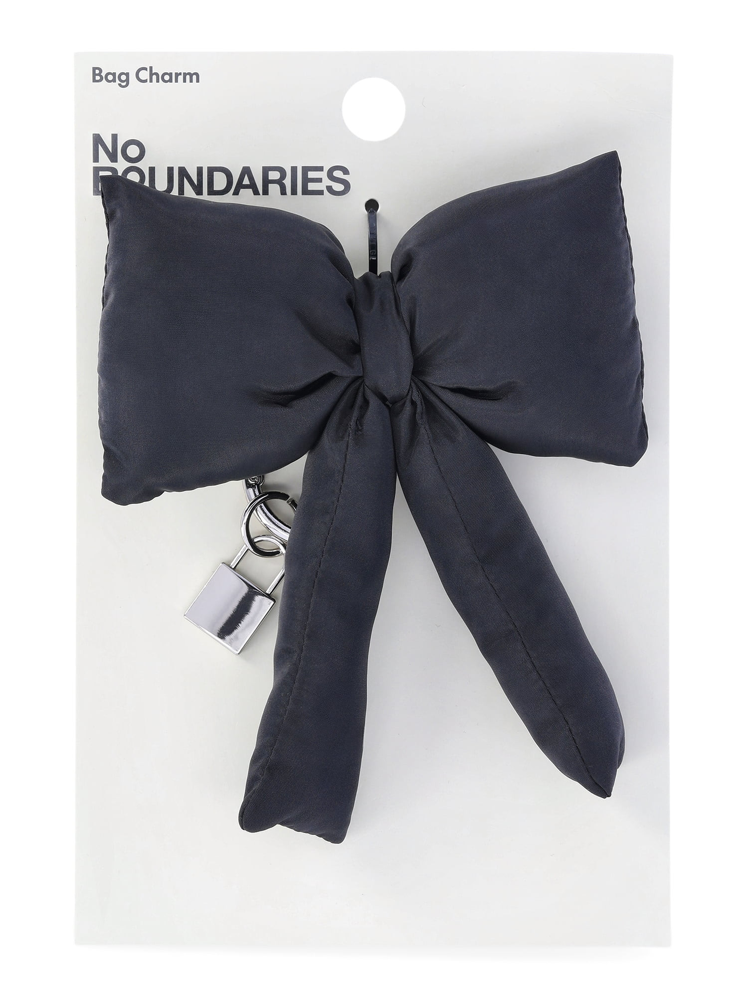 No Boundaries Women's Bag Charm, Black Puffer Bow | Walmart (US)