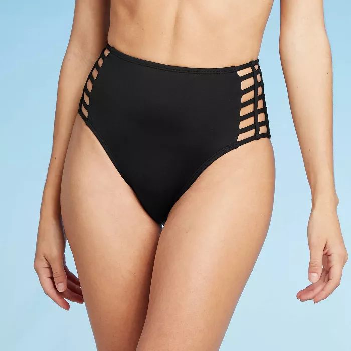 Women's Caged High Waist Bikini Bottom - Shade & Shore™ Black | Target