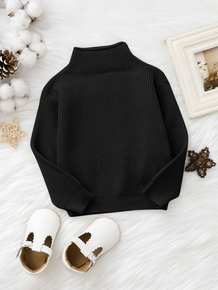 Baby Mock Neck Ribbed Knit Sweater | SHEIN
