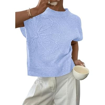 PRETTYGARDEN Women's 2026 Spring Sweater Vest Trendy Flower Knit Short S… | Amazon (US)