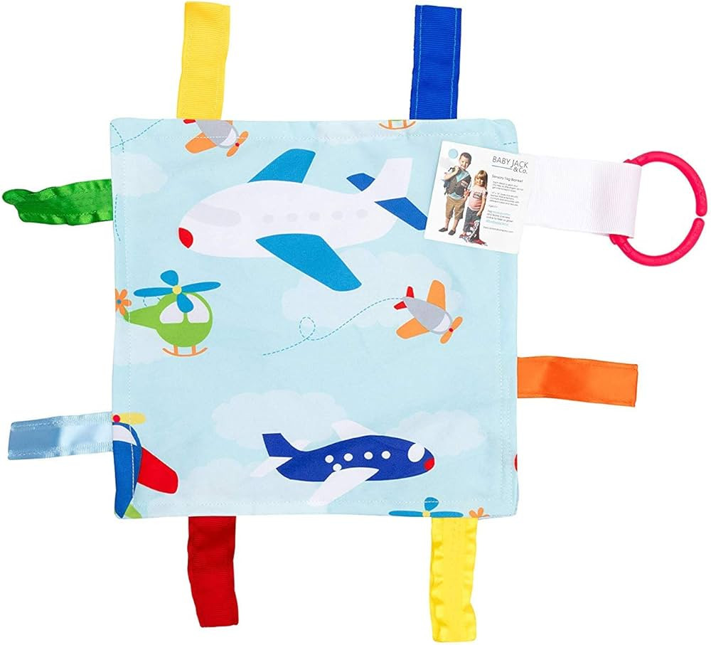 Baby Sensory Crinkle & Teething Square Lovey Toy with Closed Ribbon Tags for Increased Stimulatio... | Amazon (US)