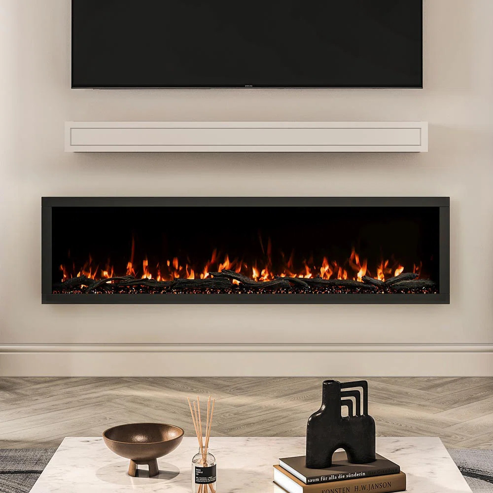 Highmark 72" Recessed or Wall Mounted Electric Fireplace Heater, 10 Flame Colors, Google & Alexa ... | Wayfair North America