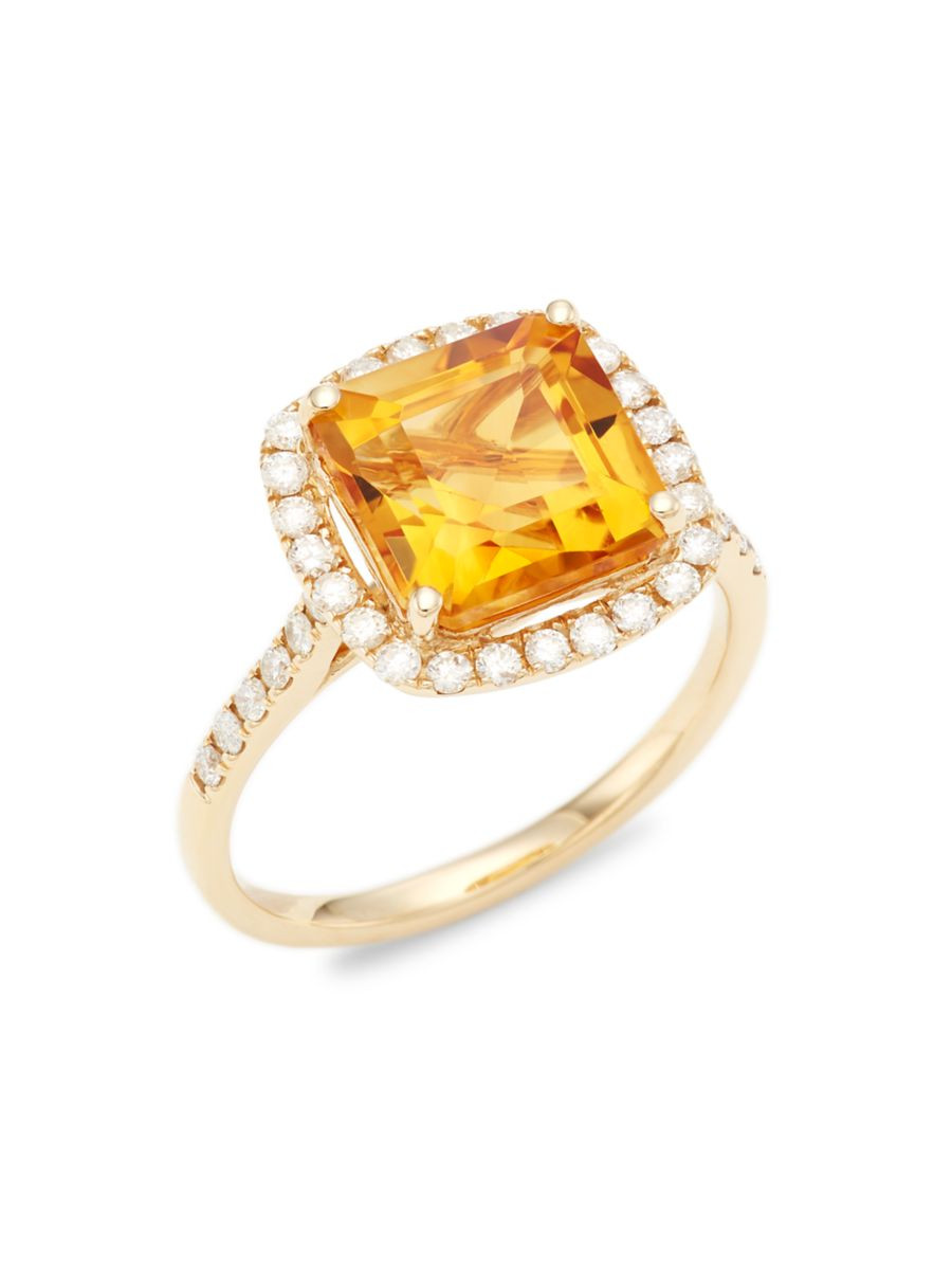 14K Gold, Diamond & Citrine Ring | Saks Fifth Avenue