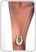 Long Chunky 16K Gold Plated Statement Pendant U-Shaped Necklaces for Women | Amazon (US)