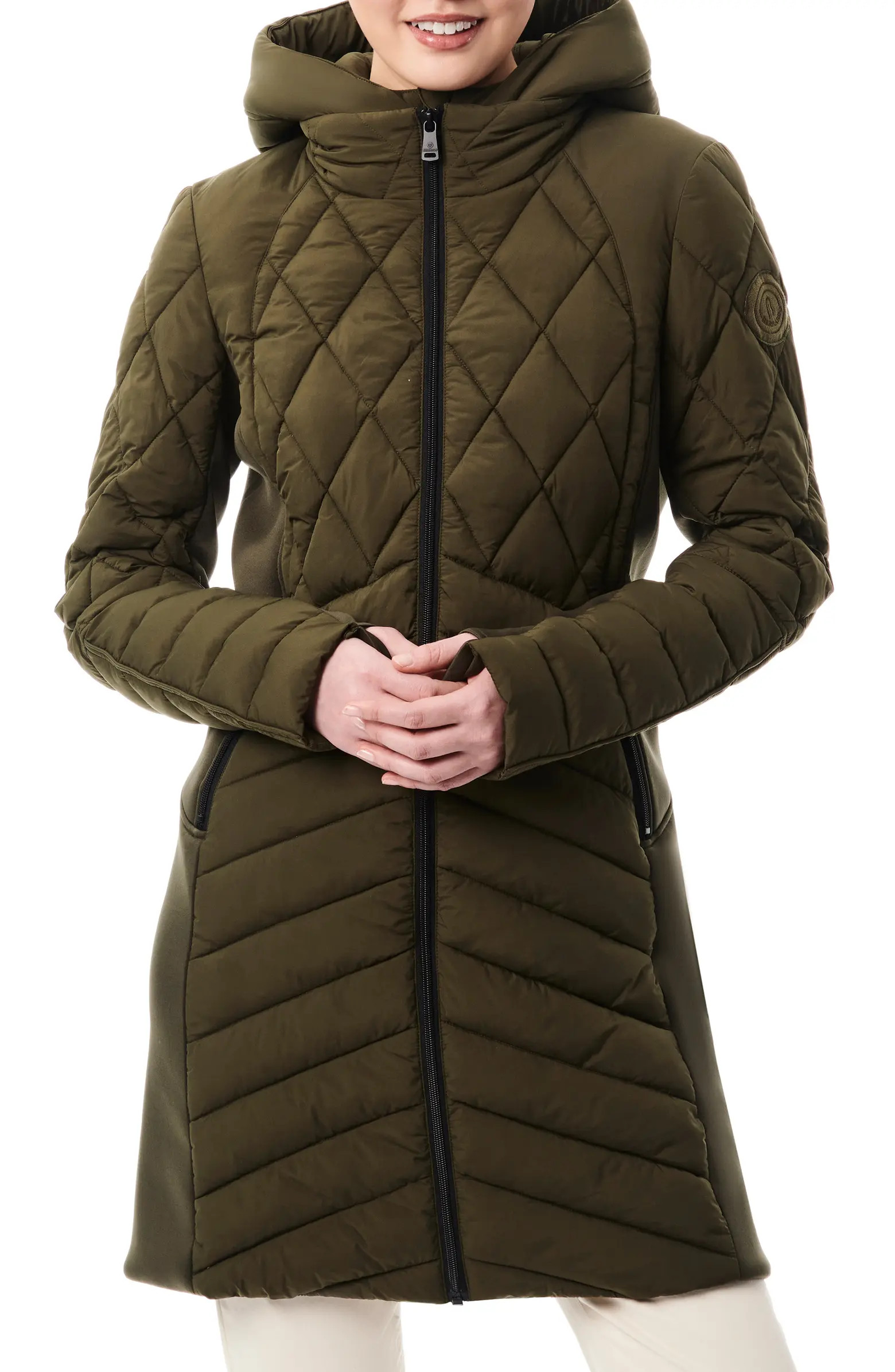 Mixed Media Water Resisant Quilted Puffer Jacket | Nordstrom
