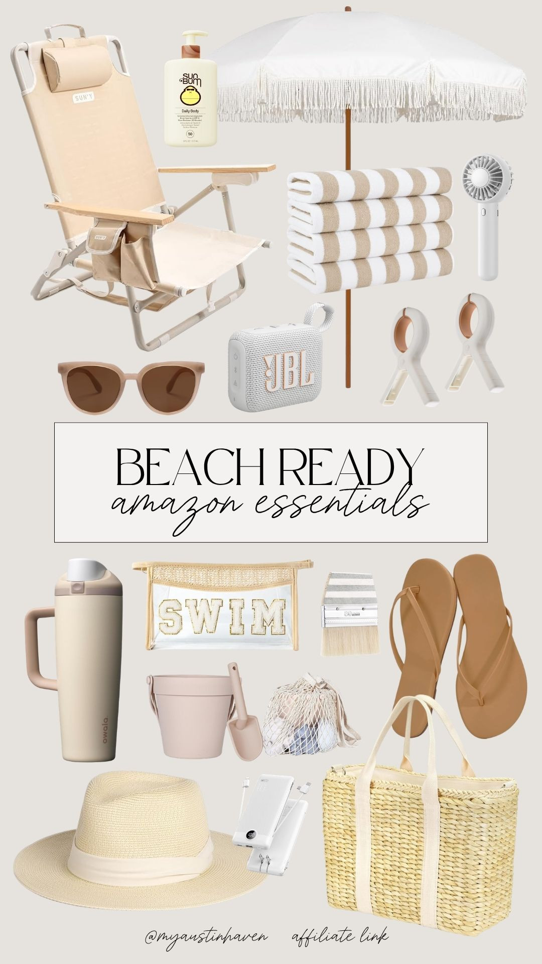 Beach ready Amazon essentials for sunny days by the water. 🏝️

Amazon beach essentials, beach bag essentials, beach day must haves, amazon summer finds, beach chair, beach umbrella, striped beach towel, sun hat women, flip flops women, beach tote bag, waterproof phone pouch, portable fan, beach speaker, sunscreen lotion, insulated tumbler, beach accessories, pool day essentials, vacation essentials, coastal summer finds, travel beach must haves. 

 #LTKSeasonal #LTKSwim #LTKTravel