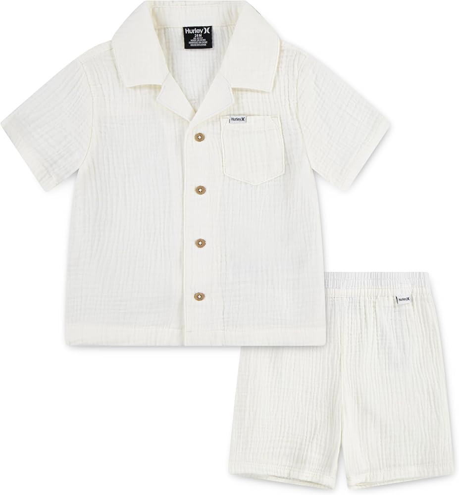 Hurley unisex-baby And Toddler Boys' Short Sleeve Button Up Shirt and Shorts 2-piece Outfit Set | Amazon (US)