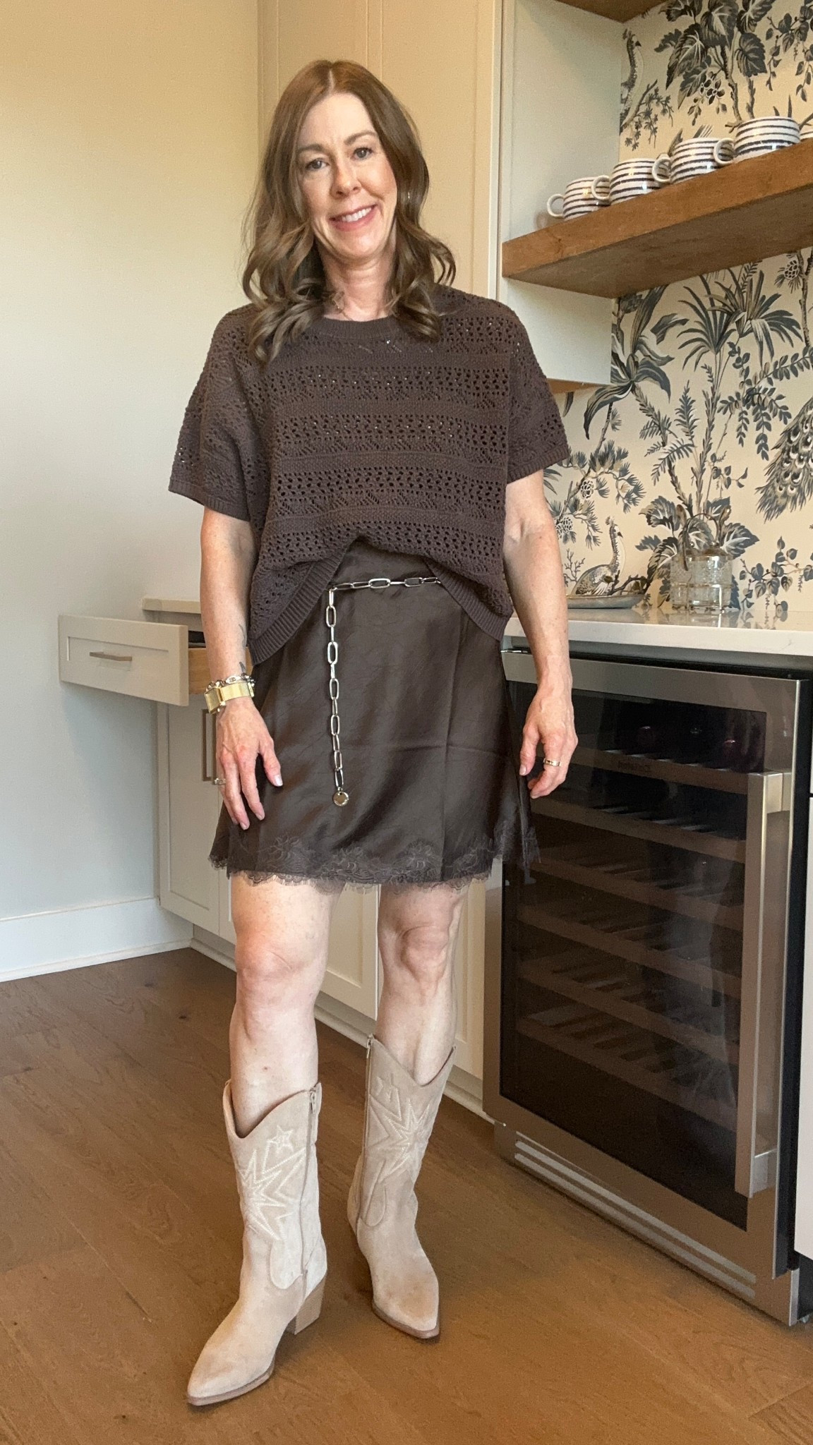 Festival or Country Concert look! 
Loft Sweater size small
Lace silk skirt size small
Boots are old
#countryconcertlook #festivaloutfit

#LTKFestival #LTKootd #LTKPetite