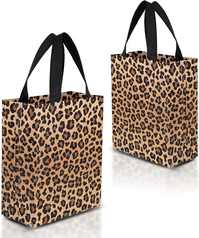 Nush Nush Animal Print Gift Bags – Pack of 12 Leopard Print Reusable Party Bags - Gift Bags Med... | Amazon (US)