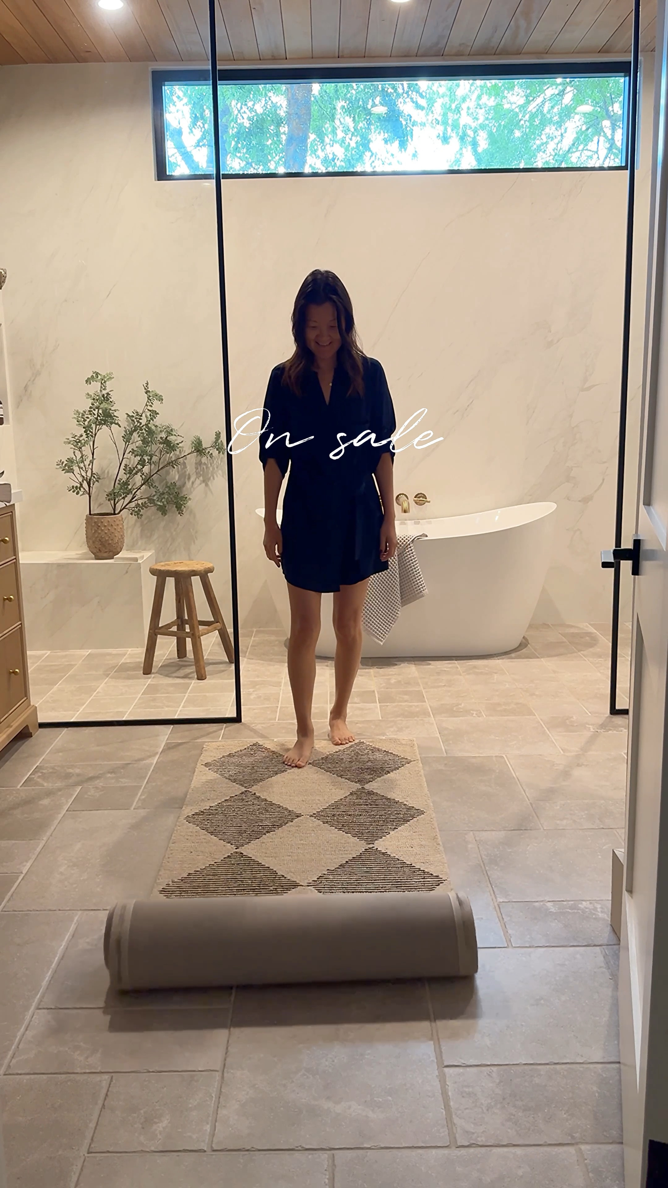 

Love the warmth and pattern this beautiful rug adds to our bathroom. 

#LoloiWayDay2024 #wayday Bathroom design, black mirror, brass faucet, fake plants, branches, vases, organic vase, brass sconce, brass hardware, edge pulls, finger pulls, rectangle mirror  brass sconces tub stool 
Hobnail vase eucalyptus 
Amazon, wayfair, pottery barn, circa, 

#LTKfindsunder50 #LTKhome #LTKsalealert