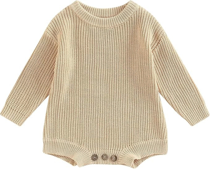 FYBITBO Baby Girl Boy Sweater Knit Oversized Pullover Sweatshirt Romper Onesie Warm Fall Winter C... | Amazon (US)
