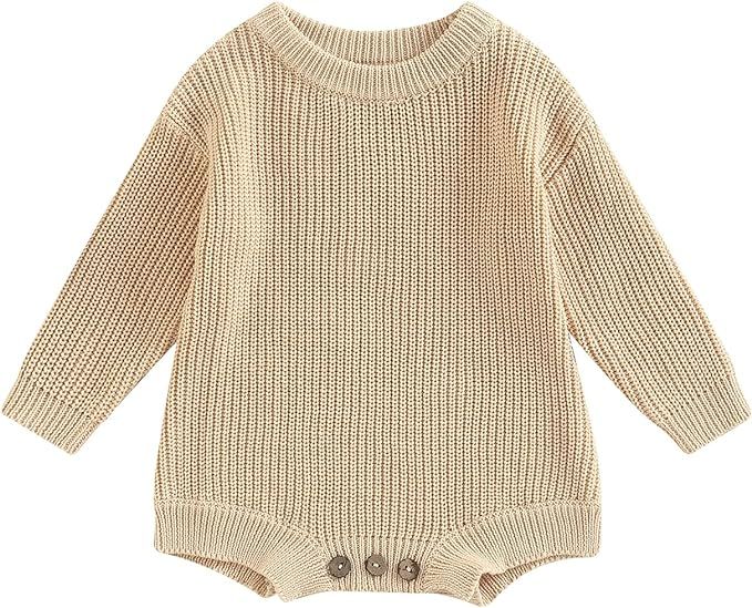 FYBITBO Baby Girl Boy Sweater Knit Oversized Pullover Sweatshirt Romper Onesie Warm Fall Winter C... | Amazon (US)