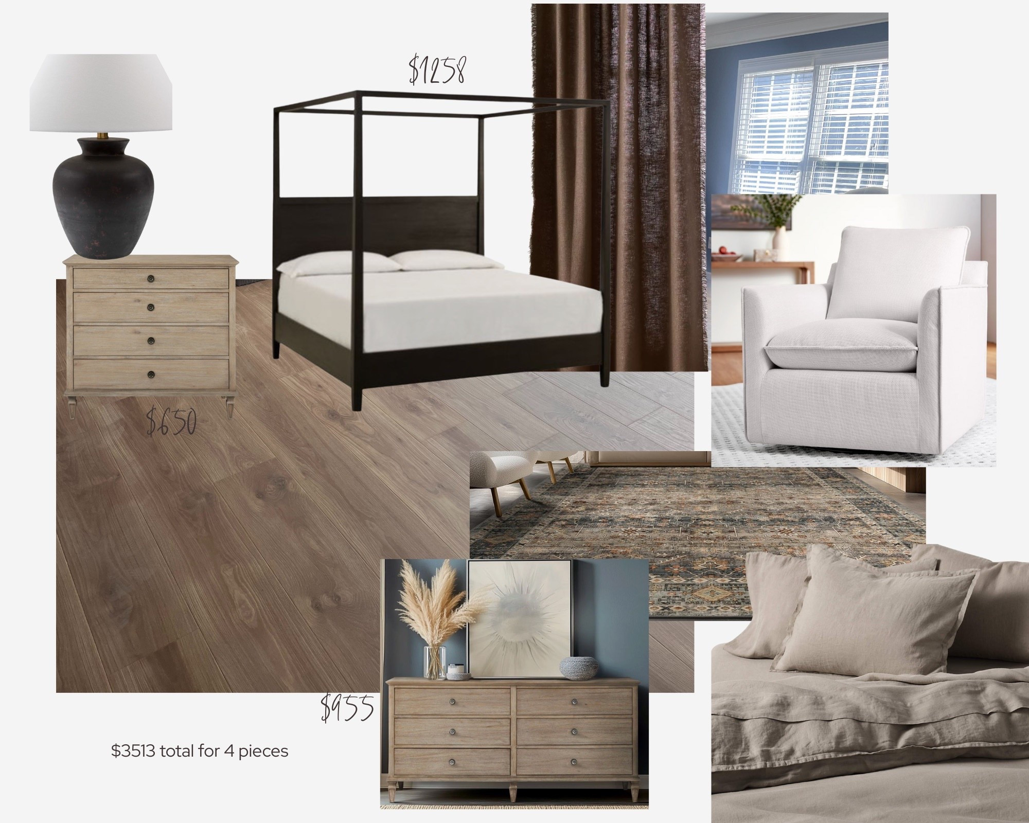 OK, this is the last one in the series of ideas I created for my friend to redo her master bedroom and this is the mid price. It has a designer bed with some more affordable pieces to go with it so it looks completely high-end.
This canopy bed and dresser and lamp are on sale right now!
I linked everything I added below for your bedroom design!

@Wayfair 

#LTKSaleAlert #LTKHome