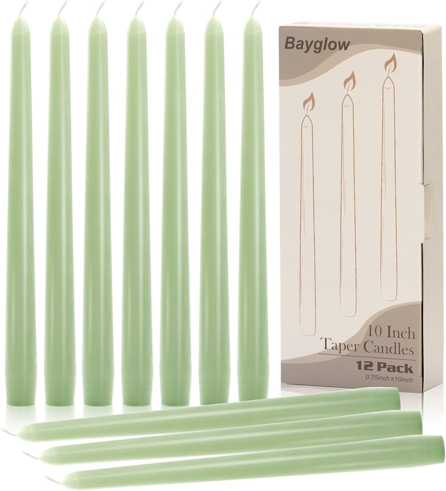 Sage Green Taper Candles - 12 Pack 10 Inch Green Candlesticks for Dripless Unscented Long Burning... | Amazon (US)