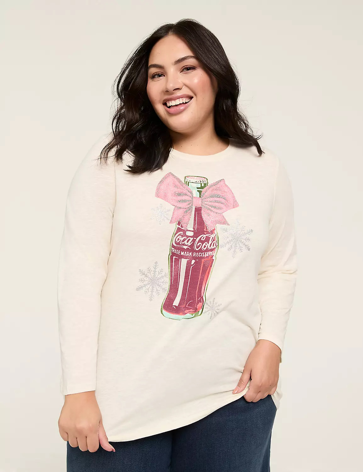 Shimmer Coca-Cola Long-Sleeve Graphic Tee | Lane Bryant (US)