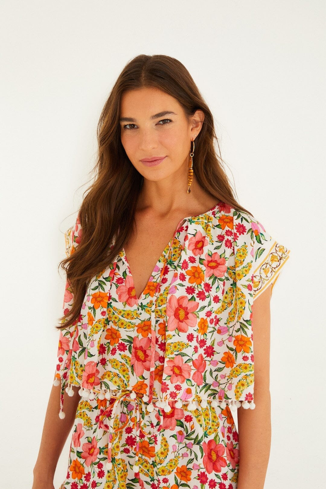 Banana Flowers Blouse, BANANA FLOWERS OFF-WHITE / S | FarmRio (US)
