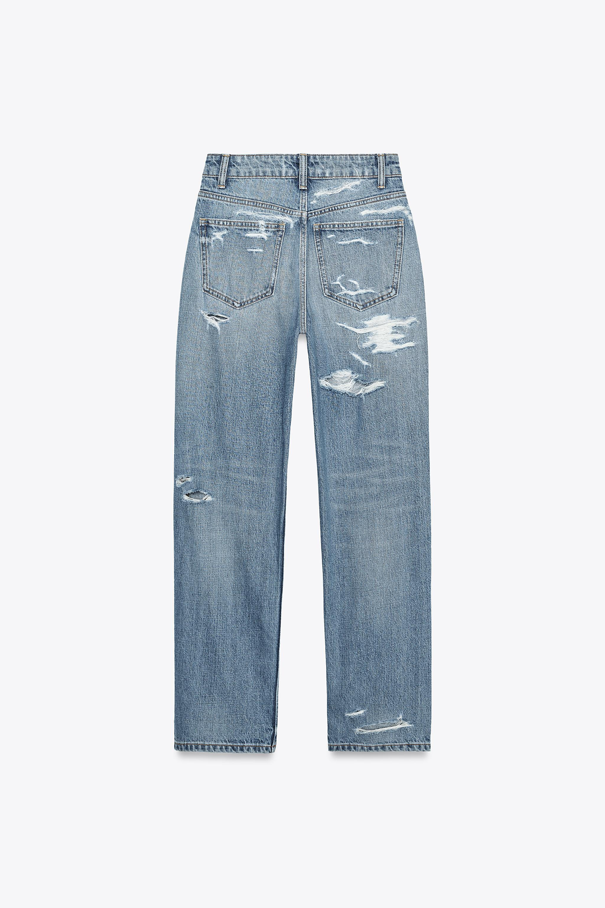HI-RISE RIPPED MOM FIT JEANS | Zara US