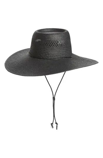 Women's Madewell Wide Brim Straw Hat, Size Small/Medium - Black | Nordstrom