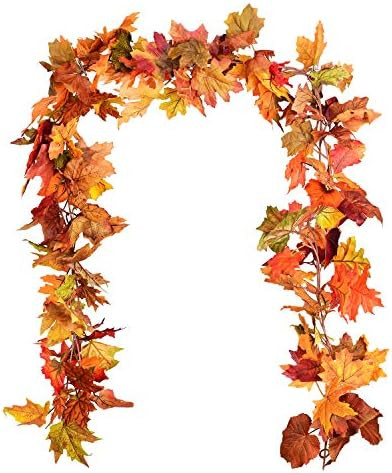 DearHouse 2 Pack Fall Garland Maple Leaf, 5.9Ft/Piece Hanging Vine Garland Artificial Autumn Foli... | Amazon (US)